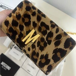 Moschino Leopard Print Pony Hair M Bag